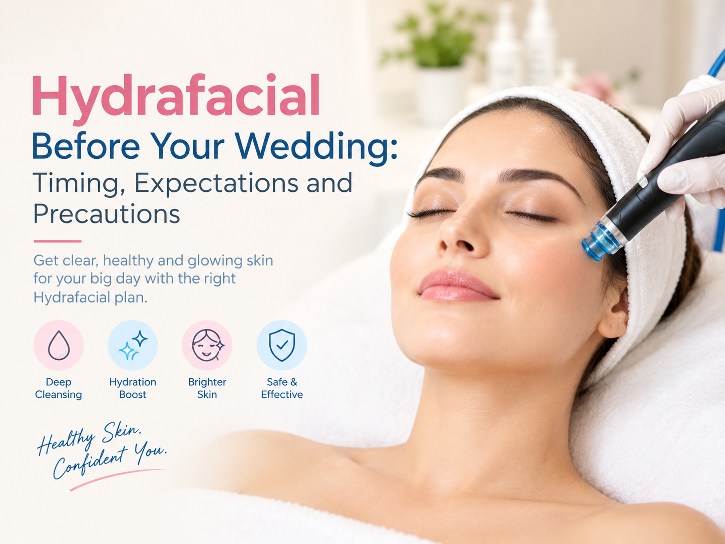 Hydrafacial before wedding for skin hydration, deep cleansing and bridal skincare