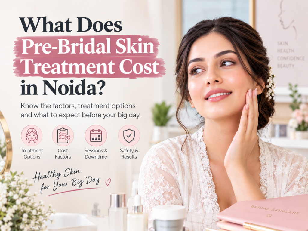 Pre-bridal skin treatment options and skincare cost factors for brides in Noida.