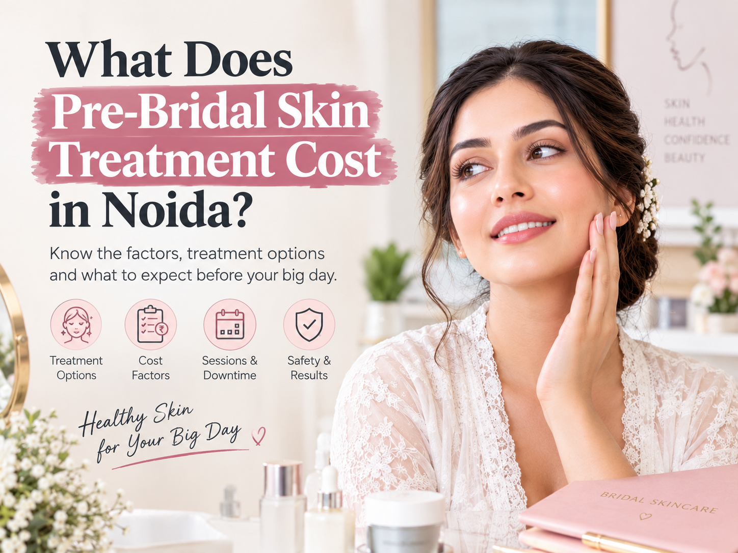 Pre-bridal skin treatment options and skincare cost factors for brides in Noida.